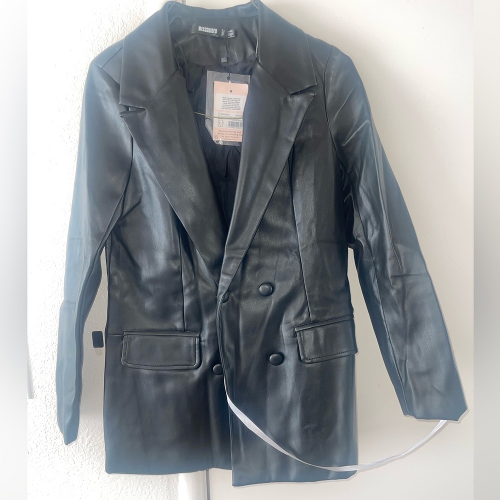 Faux laeather blazer